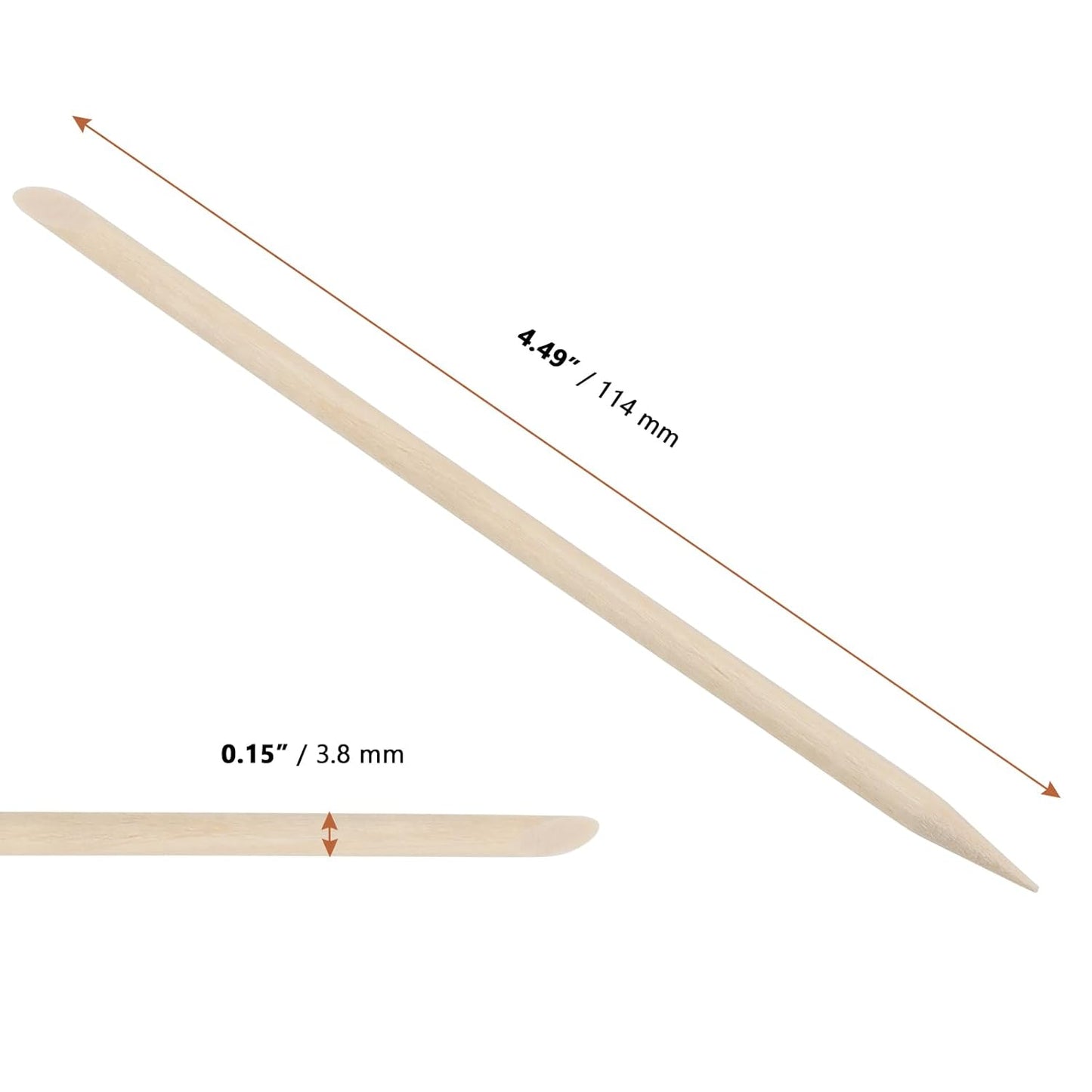LEXININ 1500pcs 4.5 Inch Orange Wood Nail Sticks, Wooden Cuticle Pusher Sticks, Doubled Sided Wooden Stick for Manicure, Pedicure