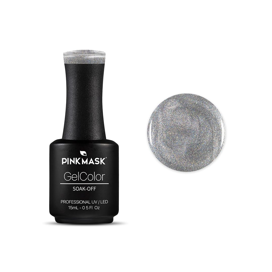 PINK MASK Gel Color Nail Polish Holo #1 - This Is Holo Col. 15ml / o.5 oz - UV/LED Gel Polish, Non Wipe, Long Lasting, Soak Off Formula