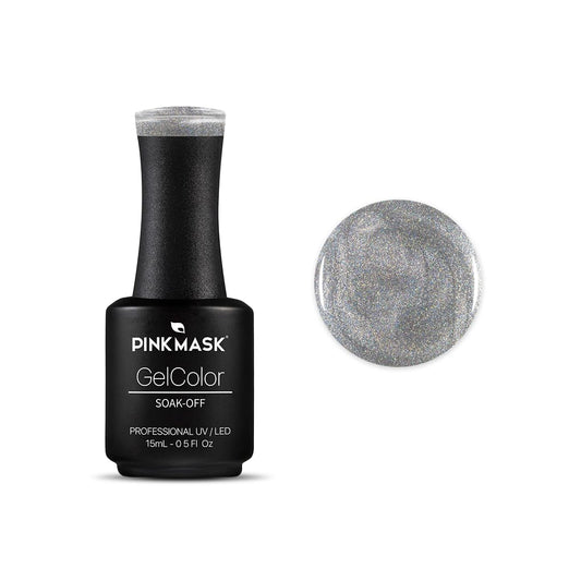 PINK MASK Gel Color Nail Polish Holo #1 - This Is Holo Col. 15ml / o.5 oz - UV/LED Gel Polish, Non Wipe, Long Lasting, Soak Off Formula