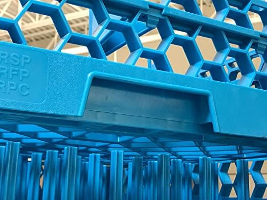 Carlisle FoodService Products Opticlean 25-Compartment Divided Glass Rack with 3 Extenders, Plastic, 19.875 x 19.875 x 8.5 Inches, Carlisle Blue