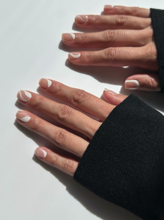 NOVA, Semi Cured Gel Nail Strips (Between The Lines) - The 10 Minute Manicure. Salon-Quality, Female Founded, Easy to Apply & Remove - Incl. Nail File & Wooden Stick (Between-The-Lines)