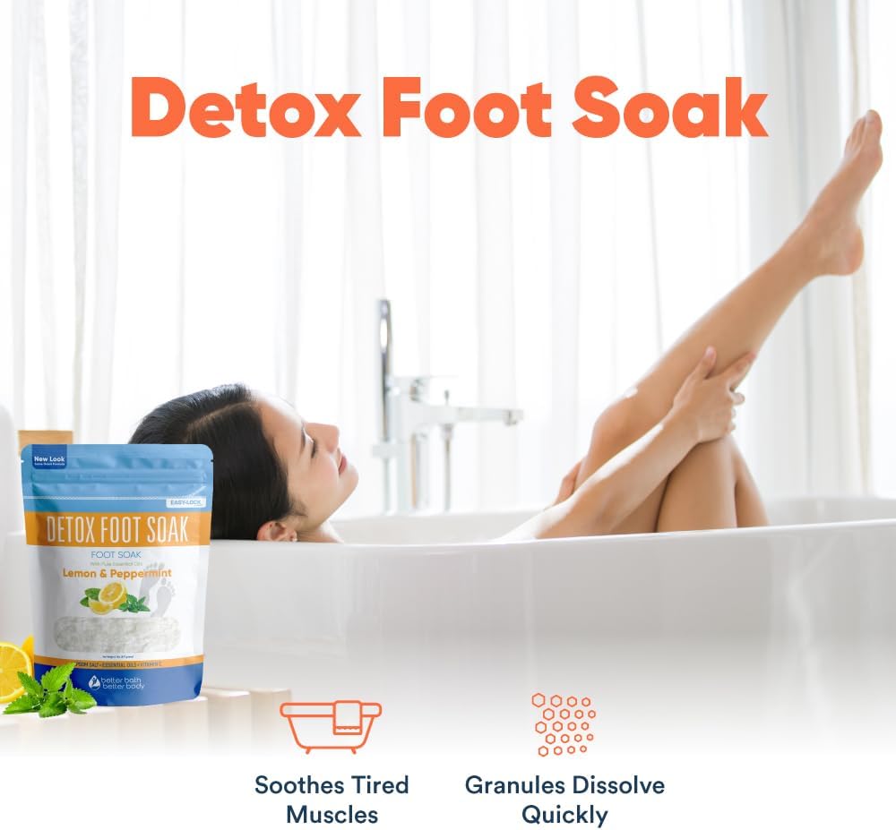 Detox Foot Soak (2 LBs) Epsom Salt Foot Soak with Lemon & Peppermint Essential Oils