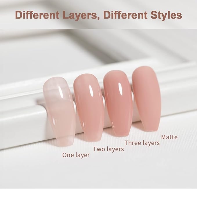 RARJSM Gel Nail Polish Jelly Pink Translucent Sheer Nude Colors Neutral Skin Tone Gel Polish Milky Clear Ice Pink 15ml Single Bottle Soak off UV LED Cured at Home Salon DIY French Manicure Nails Art