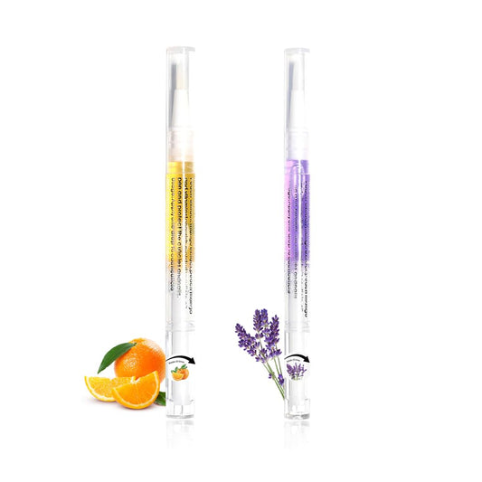 AIJIMEI Nail Oil Cuticle Pen 2pcs Nail Cuticle Oils Pens Are Nail Strengthening Agents And Nail Growth Essence, Suitable For Fragile Peeling And Broken Thin Nails（Orange & Lavender）.