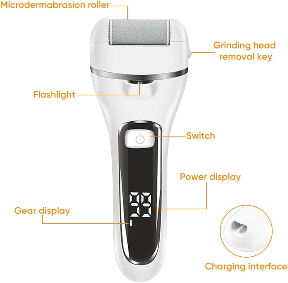 Electric Foot Callus Remover, Foot Polisher for Feet with Rechargeable Waterproof Professional Pedicure Kit, Black, 20 Count (Pack of 10)