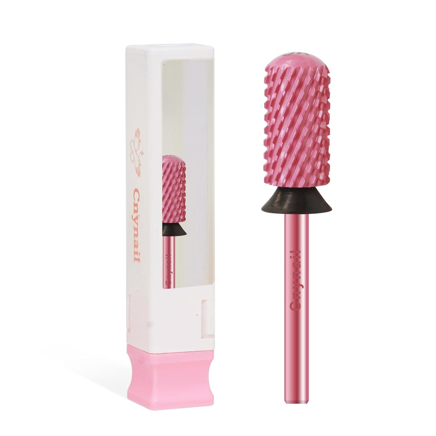 3/32" Large Barrel Smooth Round Top Tungsten Carbide Nail Drill Bit Safety for Gel & Acrylic Removal 2-Way Rotating Efile Tip Professional Salon Electric File Accessory (XC Grit, Rose Red)