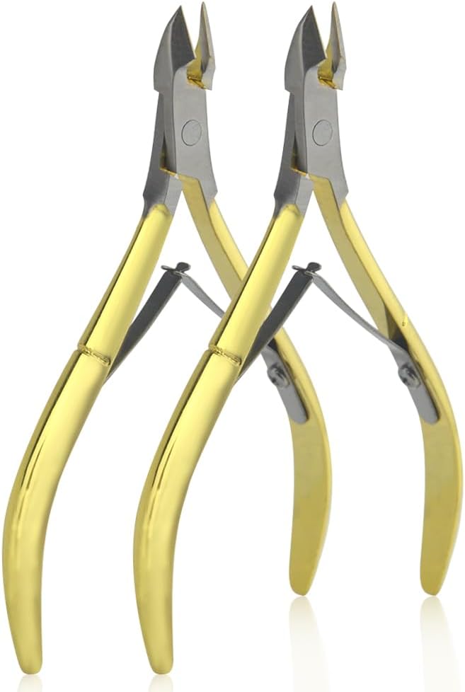 4-Piece Cuticle Trimmer Set - Stainless Steel Cuticle Nipper, Remover & Cutter - Gold