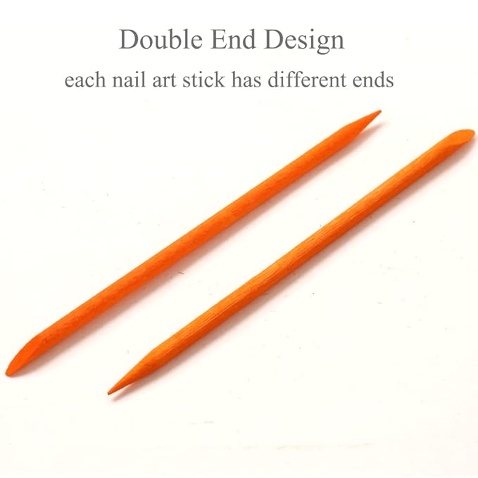 100 Pcs Orange Wood Nail Sticks Double Sided Multi Functional Cuticle Pusher Manicure Pedicure Tool for Manicure Pedicure Orange