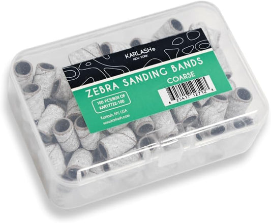 Karlash Professional Nail Sanding Bands Zebra Coarse Grit File - 100 Count