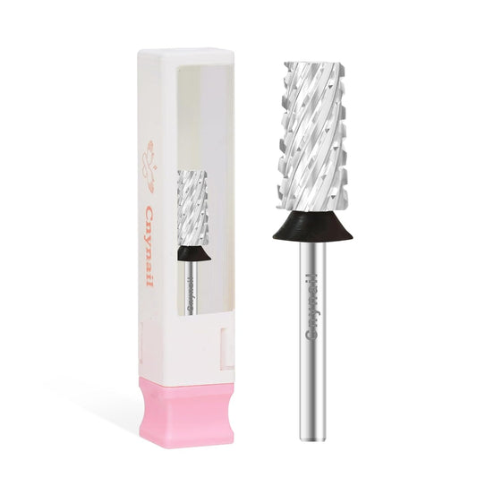 3/32" Large Tapered Barrel Flat Bit Tungsten Carbide Nail Drill Bit Safety Bit for Gel & Acrylic Removal, 2- Way Rotating Efile Tip, Salon Electric File Accessory (XC Girt, Silver)