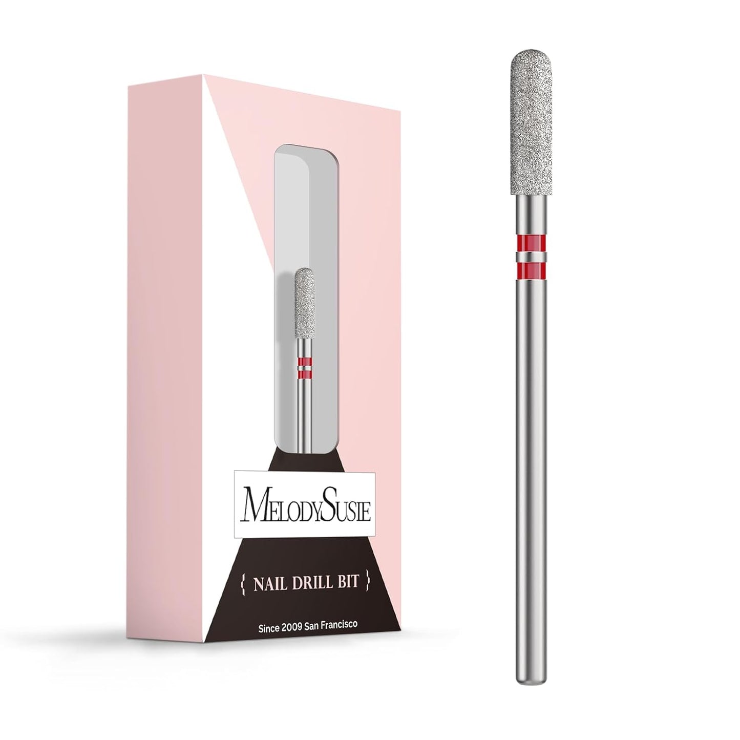 MelodySusie 3mm Rounded Top Barrel Cuticle Clean Nail Drill Bit 3/32'', Professional Safety Carbide Diamond Under Nail Cleaner for Cuticle Dead Skin Nail Prepare, Beginners Bits, Series Bit-S, Fine