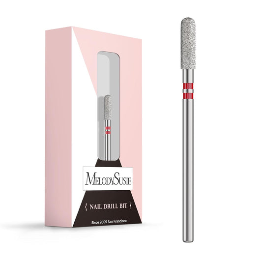 MelodySusie 3mm Rounded Top Barrel Cuticle Clean Nail Drill Bit 3/32'', Professional Safety Carbide Diamond Under Nail Cleaner for Cuticle Dead Skin Nail Prepare, Beginners Bits, Series Bit-S, Fine