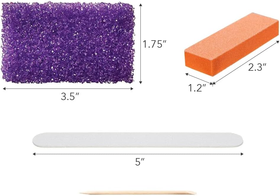 ForPro 4-Piece Pedi Kit, 100-Count, Individually-Packed Pedicure Set, Purple Pumice Pad, White Wood Nail File 80/100 Grit, Orange Mini Buffer 80/100 Grit, Wood Stick