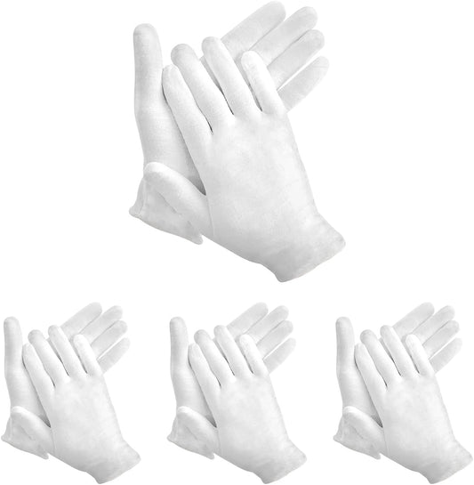 48Pcs White Gloves, 24 Pairs Soft Cotton Gloves， Hgminwarm White Cotton Gloves are Used for Cosmetics, Jewelry Coin Inspection, Inspection Gloves, Service Gloves. Stretchable Moisturizing Gloves