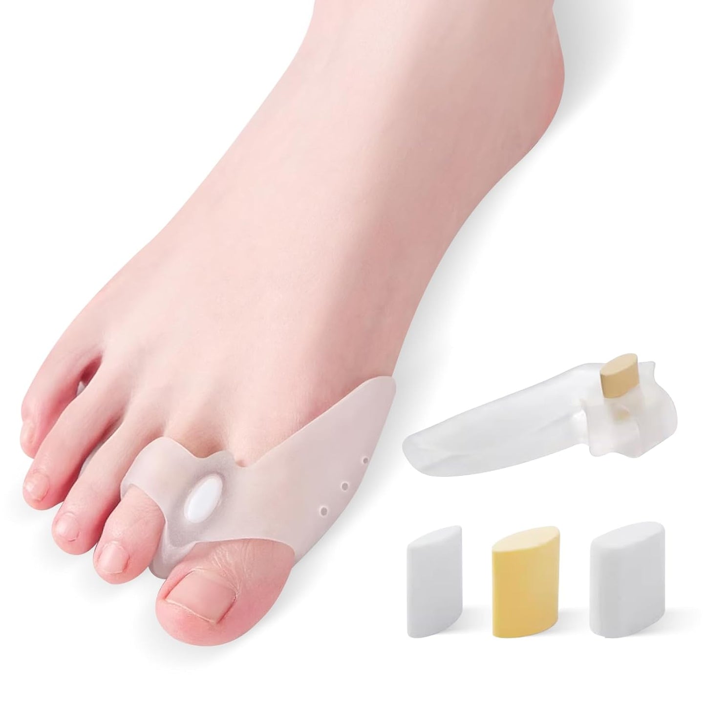 Adjustable Bunion Corrector Kit & Toe Separator for Women and Men, Big Toe Straightener, Pain Relief for Bunions, Hammer, Overlapping Toes, with Modules - Bunion Corrector and Spacers