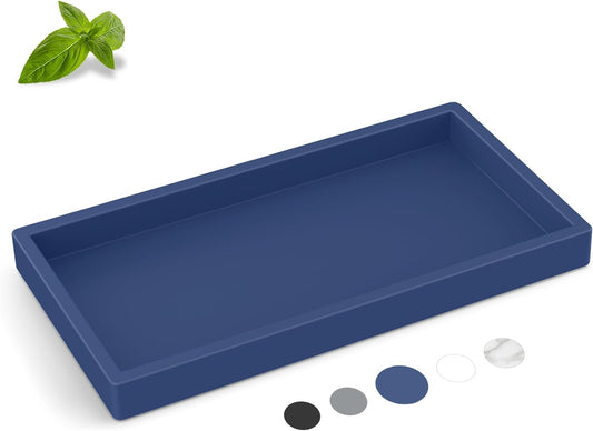 Silicone Vanity Tray - Thickened, Shatterproof, Rectangle - 7.8 * 3.9 in - For Counter, Soap Dispenser