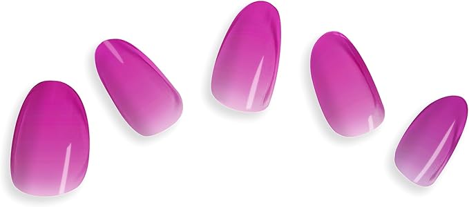Semi Cured Gel Nail Strips - Minimalist Ombre Nail Polish Wraps, Works with Any UV Lamp - Long Lasting Easy Salon Manicure - 24pcs with 2 Prep Pads, Nail File & Cuticle Stick (Cough Syrup)