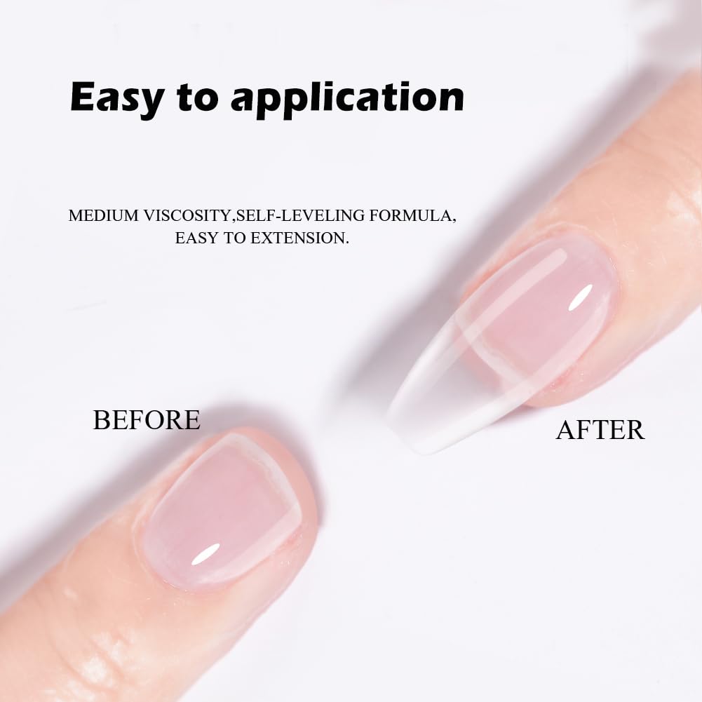 FZANEST Builder Gel Top Coat For Nails 15ml, 5 in 1 Non Wipe Builder Hard Gel in a Bottle, High Gloss Shine No Wipe Top Coat Rhineston Glue Nail Strengthen Extension