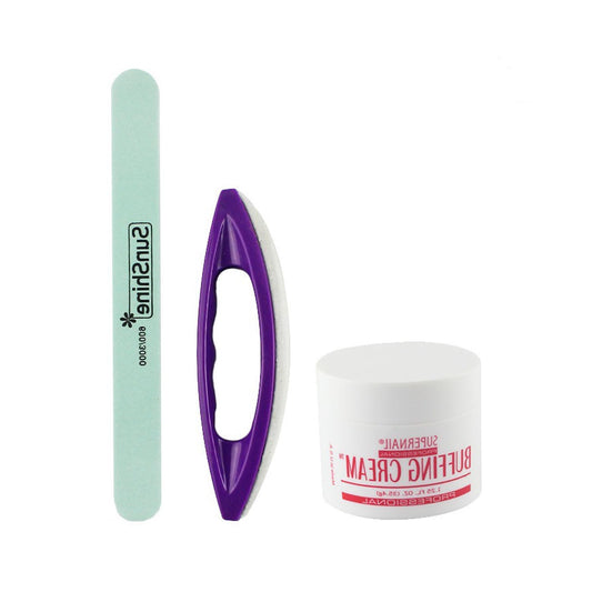 Manicure & PedicurComplete Nail Buffer and Shine Kit with Buffing Cream for Natural Nails, Leather Buffer & Polisher - Professional Nail Care Tools Sete Kits
