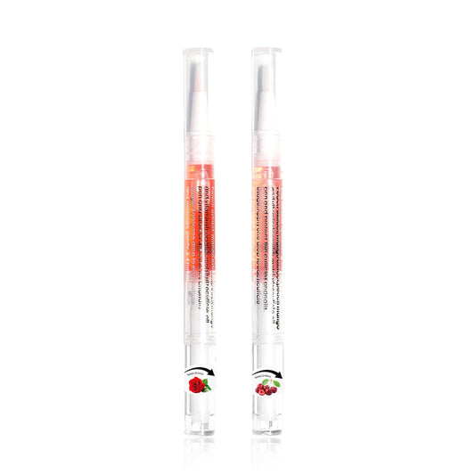 AIJIMEI Nail Oil Cuticle Pen 2pcs Nail Cuticle Oils Pens Are Nail Strengthening Agents And Nail Growth Essence, Suitable For Fragile Peeling And Broken Thin Nails（Rose & Cherry）.