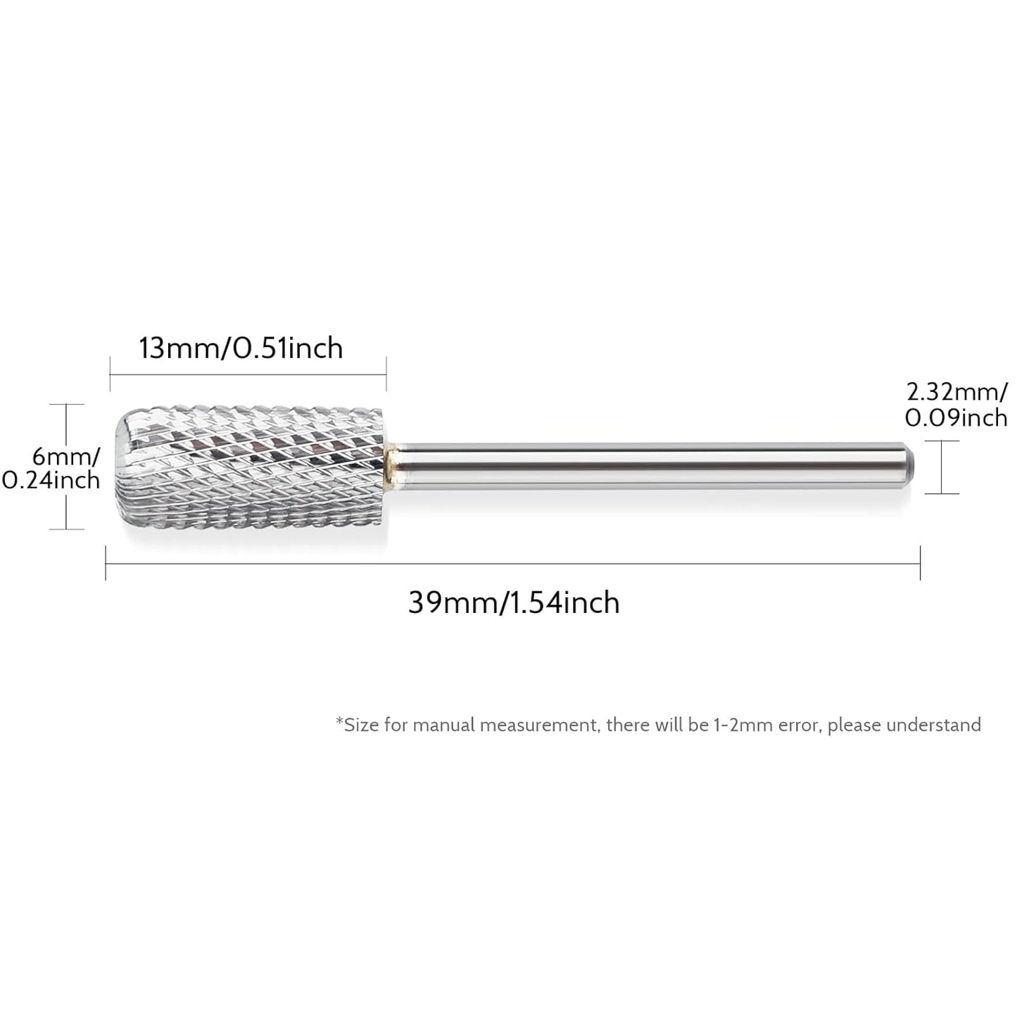 QUNZHAO Nail Drill Bits Dust proof bit Tungsten Steel Fast remove Acrylic or Hard Gel 3/32" Shank - Manicure, Nail Art, Drill Machine (Medium - M, Silver)
