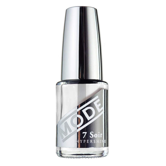 MODE Hypershine Ultra Glossy Top Coat Nail Polish Clear Nourishing Nail Lacquer, Multi-Use Strengthener Hardener Protector, Long Wear Supreme Shine, Pro Contour Brush, NY Made, 7 Soir Le Vernis