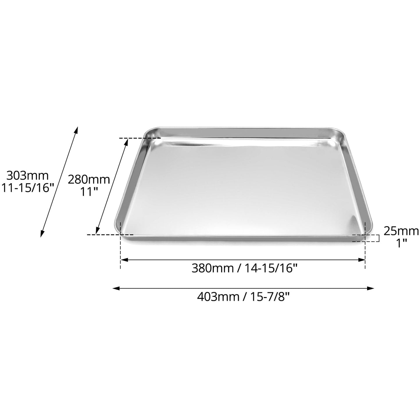 QWORK Stainless Steel Surgical Tray, Flat Bottom Tray, for Medical Instruments, Tattoo, Surgical Supplies, 15 3/4 x 11-13/16 x 1 5/16 inch, 8 Pack