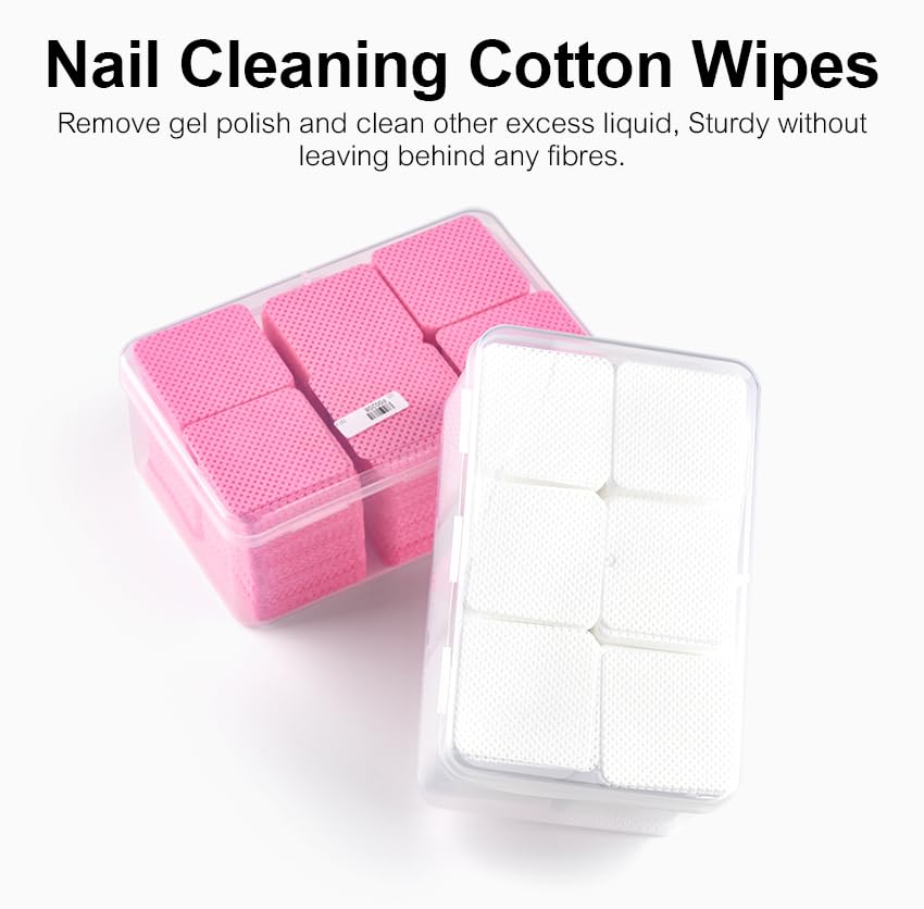 900 PCS Lint Free Nail Cleaning Wipes to Remove Gel Nail Polish & Other Excess Liquid Disposable Nail Cleaning Wipes (Pink)