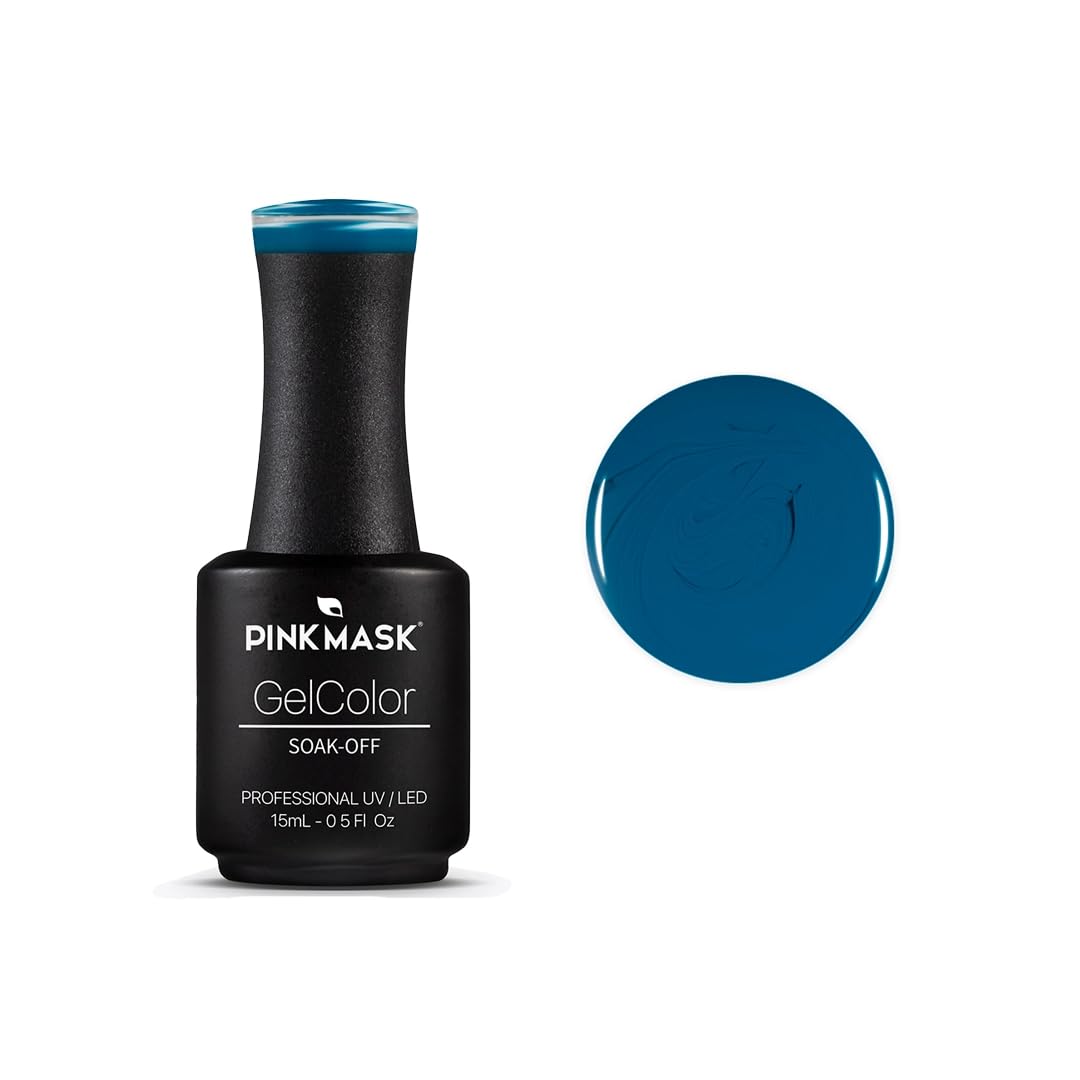 PINK MASK Gel Color Nail Polish Might Ocean 15ml / o.5 oz - UV/LED Gel Polish, Non Wipe, Long Lasting, Soak Off Formula