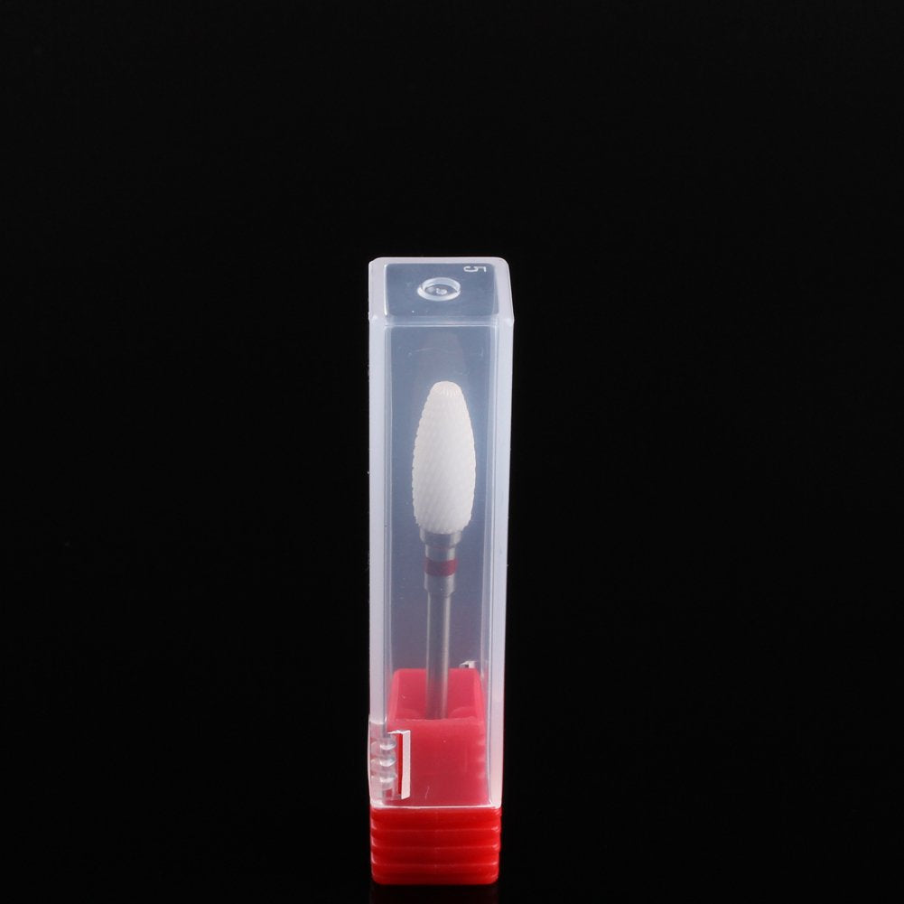 MZCMSL Fine Ceramic Cone Nail Bit, Portable Electric Manicure Drill for Acrylic White Head, 6 x 14.5 mm
