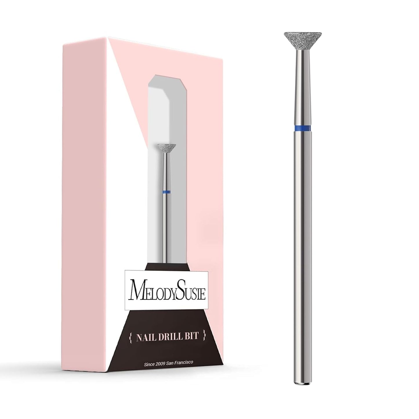 MelodySusie 5mm Inverted Tapered Cuticle Clean Nail Drill Bit 3/32'', Professional Safety Carbide Diamond Under Nail Cleaner for Cuticle Dead Skin Nail Prepare, Beginners Bits, Series Bit-S, Medium