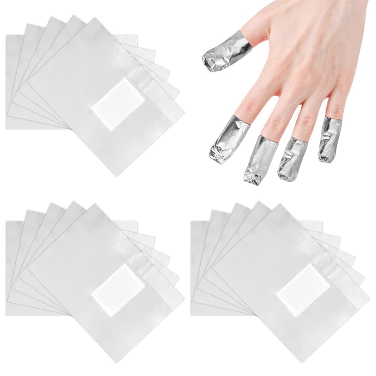 Nail Polish Remover Wraps, Aluminium Nail Foil Wraps, Nail Art Soak off Gel Polish Remover with Pre-Attached Lint-Free Cotton Pads for Removing Nail Polish (500 PCS)