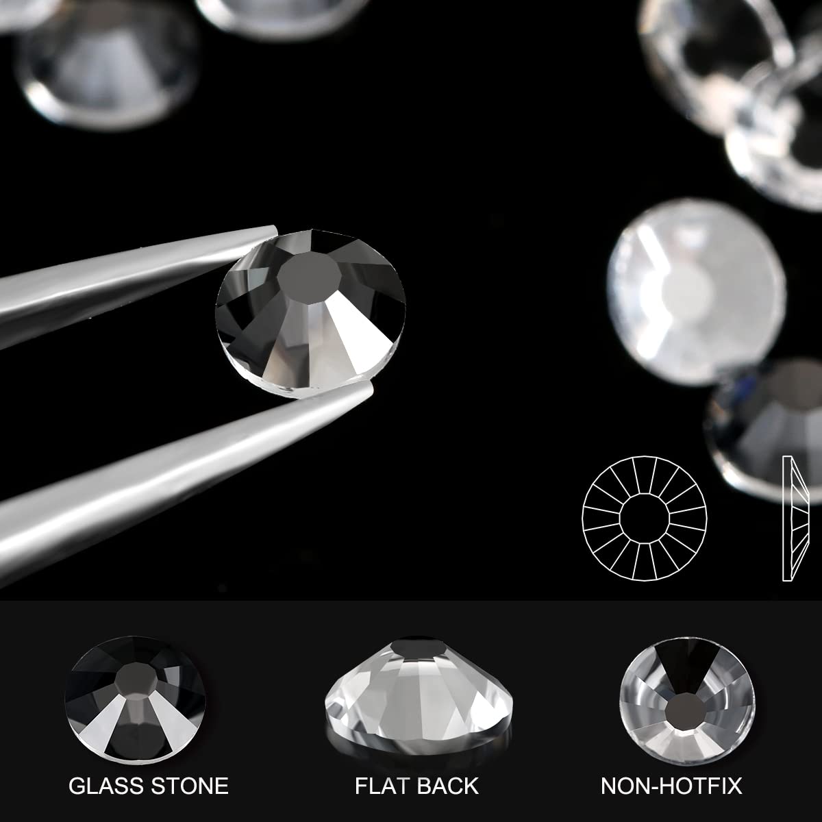 Novani Rhinestones Glass Rhinestones for Crafts Nail Gems Clear Stones Jewels Round Gemstones Non-Hotfix Crystal,SS8,1440 Pieces,Transparent