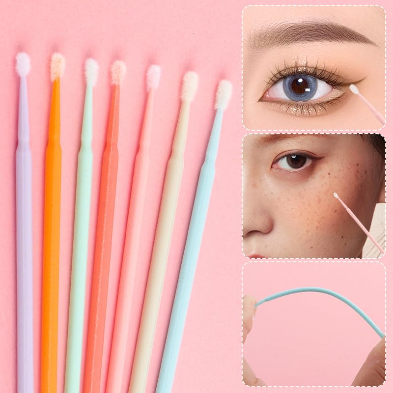800 Pieces Microswabs for Eyelash Extensions, 10CM Lash Cotton Swabs, Microfiber Wands Brush for Lash Removal, Clean Mascara (Simple Packaging)-(Pink)