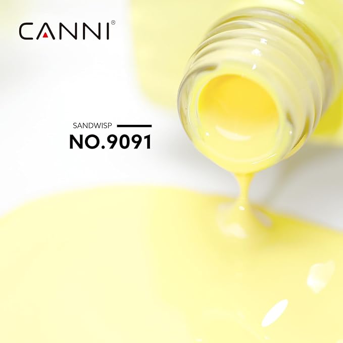 CANNI Yellow Gel Nail Polish, 1Pcs Light Yellow Gel Polish Bright Pastel Color High Gloss Soak Off U V Nail Manicure Salon DIY