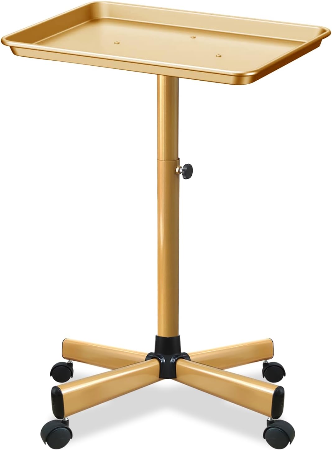 Salon Tray, Gold Salon Rolling Tray, Height-Adjustable, Also Use as Tattoo Tray and Dental Tray（Golden）