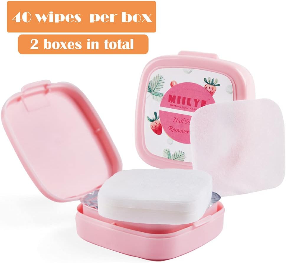 80PCS Nail Polish Remover Pads in Box, Easy to Carry | Instant Removal | Lint Free Nail Polish Wipes for Natural Air-Dried Water/Oil Based Nail Polish Soak Off