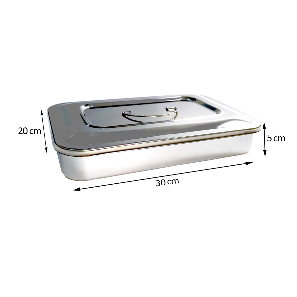 Easyinsmile Medical Surgical Tray Dental Sterilization Instruments Tray Organizer Holder with Lid & Handle Grip (Silver)