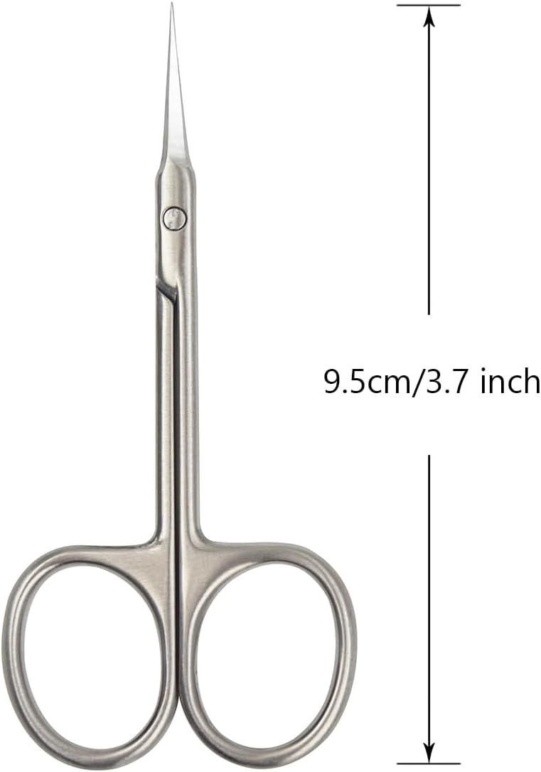 Cuticle Scissors Extra Fine Curved Blade Beauty Scissors for Eyebrow, Eyelash, Manicure, Pedicure and Dry Skin (Curved Tip)