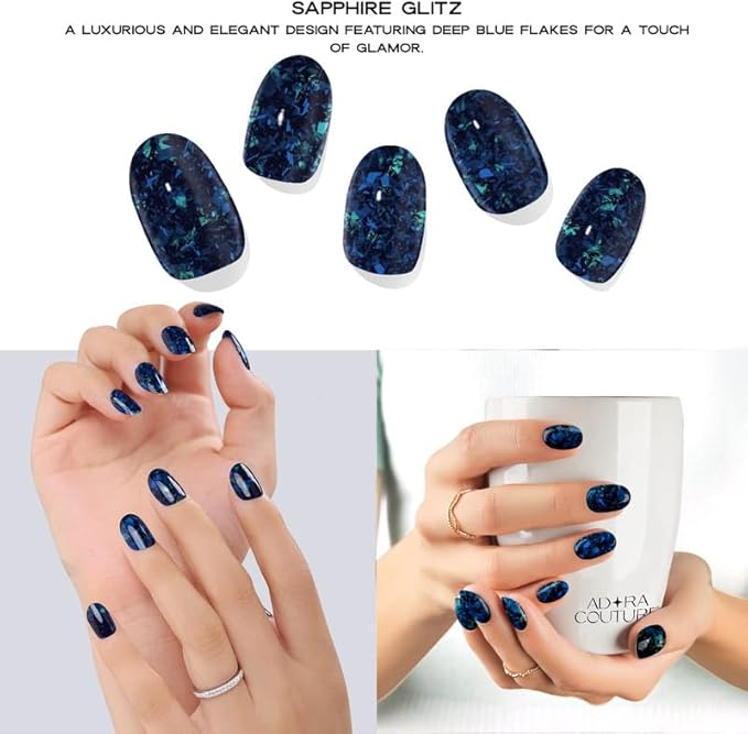 Semi Cured Gel Nail Strips with 30 Pieces - UV Gel Stickers, Manicure Kit, Easy Application Wraps Includes Prep Pads, Nail File, Wooden Stick - UV Light Required (Black Amethyst)
