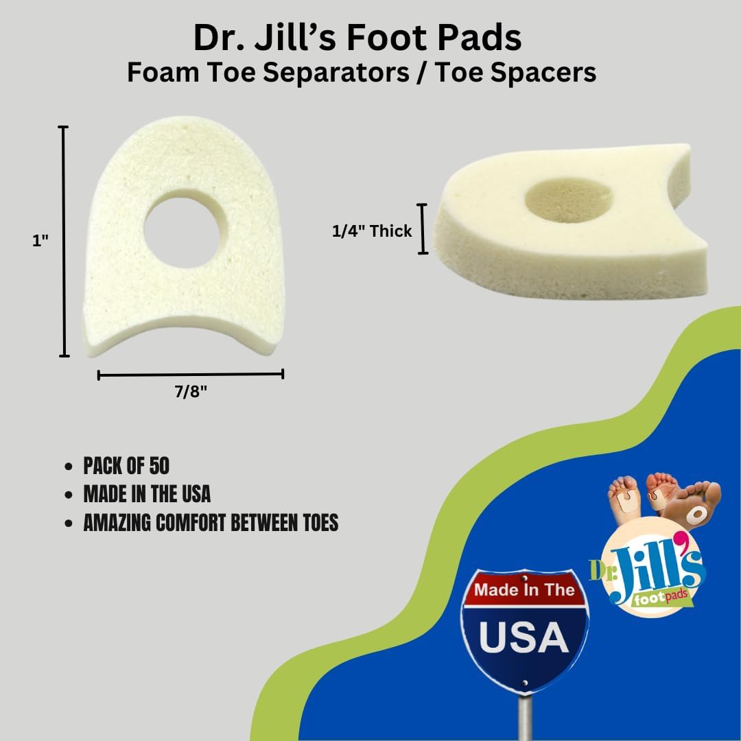 Dr. Jill's Foot Pads, YJ26-3052, Toe Separator Pad 1/4" Foam (50 Pack)
