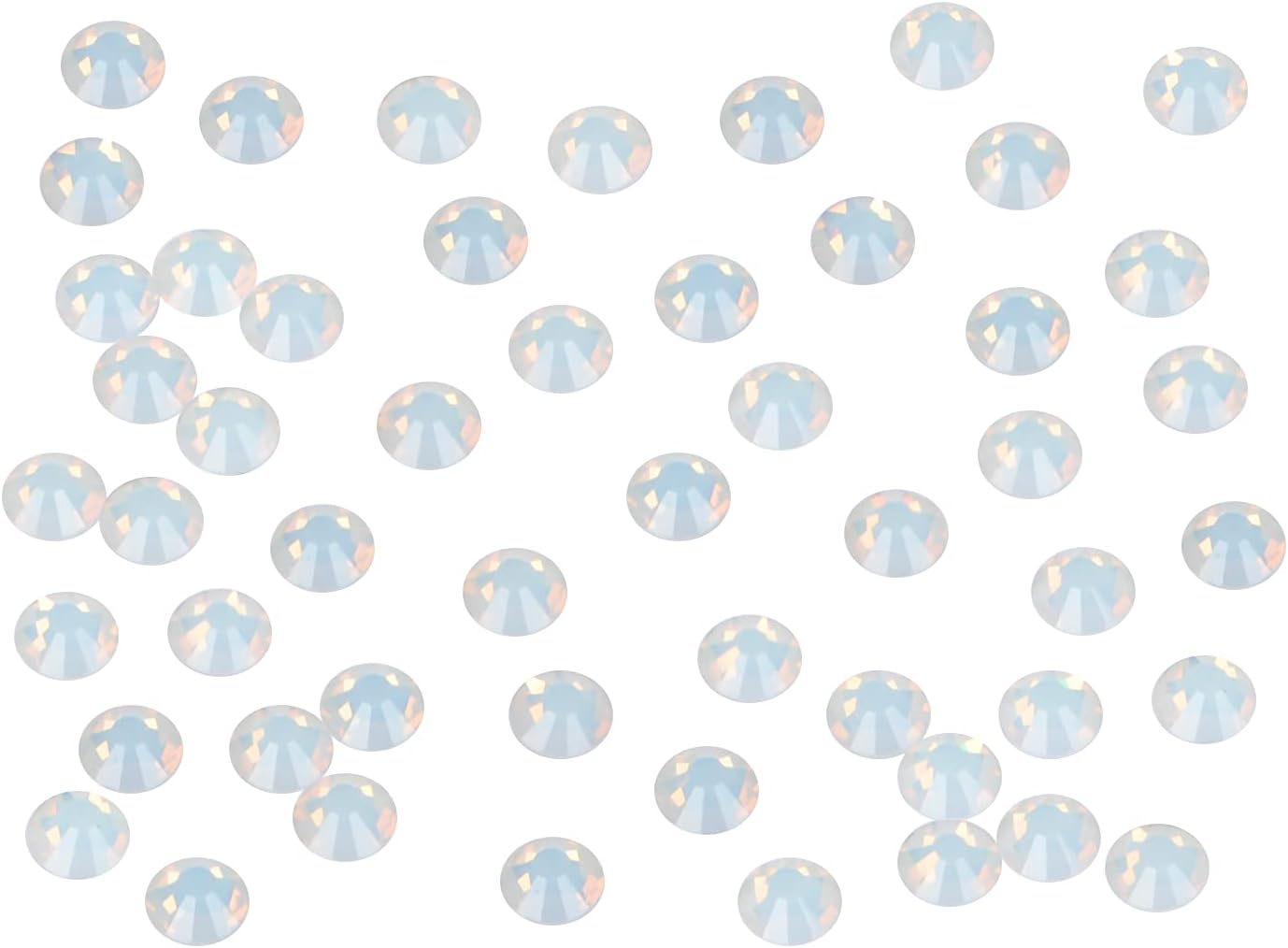 1440PCS Art Nail Rhinestones Non Hotfix Glue Fix Round Crystals Glass Flatback for DIY Jewelry Making with one Picking Pen (ss12 1440pcs, White Opal)