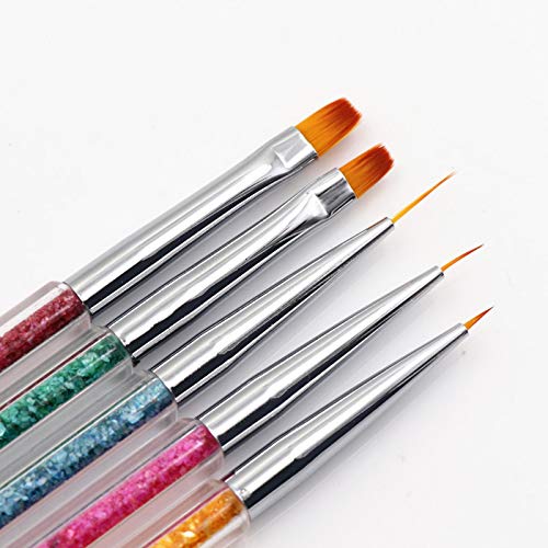 Pack of 5 Nail Art Brushes, Double-ended Nail Dotting Pen Liner Brush Nail Art Point Drill Drawing Tools Set
