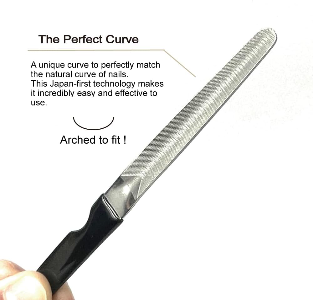 Uniquely Curved Metal Nail File [ Made in Japan ] Premium Handcrafted Diamond Nail Filer