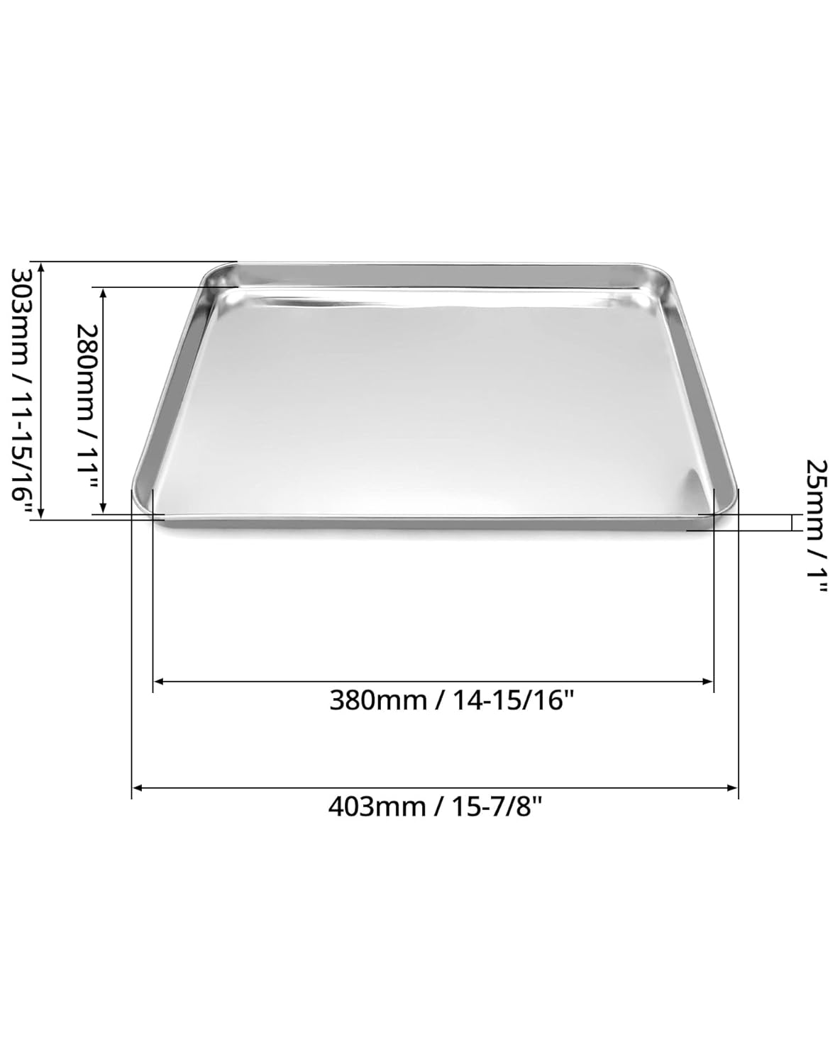 QWORK Stainless Steel Surgical Tray, Flat Bottom Tray, for Medical Instruments, Tattoo, Surgical Supplies, 15 3/4 x 11-13/16 x 1 inch, 4 Pack