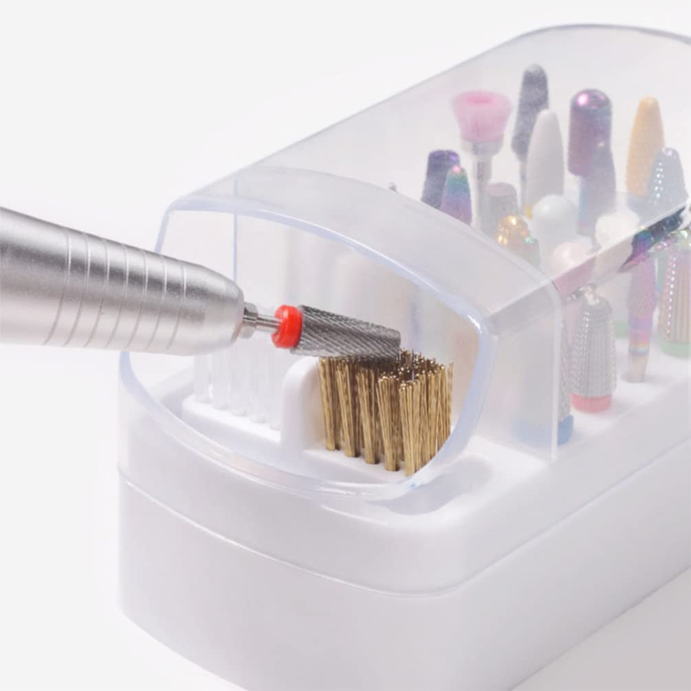 Round Nail Drill Bits Holder with Nail Drill Bits Brush, 3 Nail Drill Bits Stand Displayer Organizer (Not Include Nail Drill Bits)