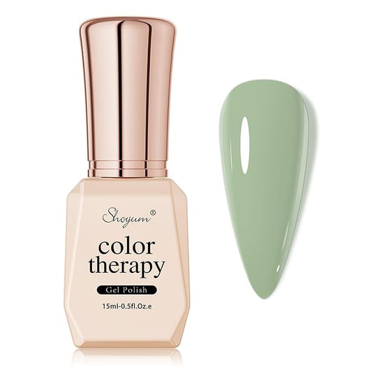 Eucalyptus Green/Sage Green Color Gel Nail Polish 15ml, Soak Off U V LED Nail Lamp Gel Polish Nail Art Manicure Salon DIY Home 0.51Oz Gift for Women