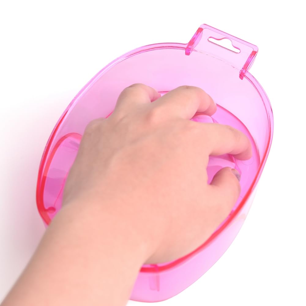 Nail Spa Soak Bowl Gel Polishing Remover Manicure Soaking Bowl Clear Acrylic Nail Soak Bowl Warm Water Bowl Hand Bowl With Handle Hand Care Tools, Rose Red