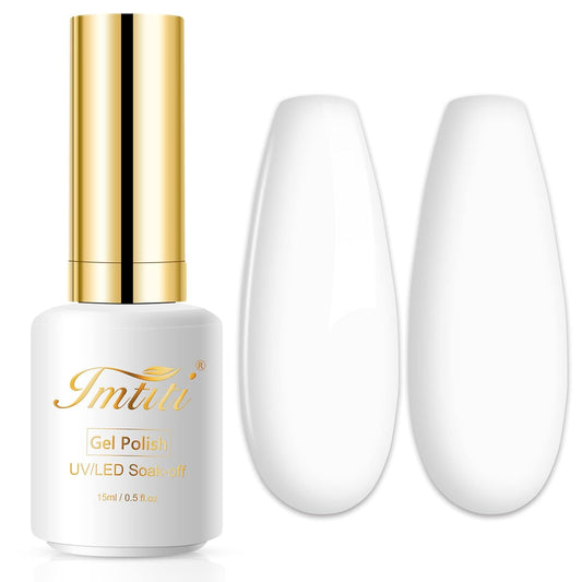 Imtiti Gel Nail Polish, 1 Pcs 0.5 Fl Oz White Nude Gel Polish Soak Off LED U V Nail Gel Polish Neutral Gel Nail Polish DIY Nail Art Starter Manicure Salon Gel Nail Kit for Women Girls
