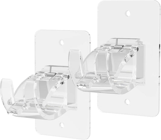 CIEMGNZOC 2PCS No Drill Curtain Brackets, Self-Adhesive Rods, Adjustable Curtain Hooks for Rods Under 1.57 Inch (Transparent)